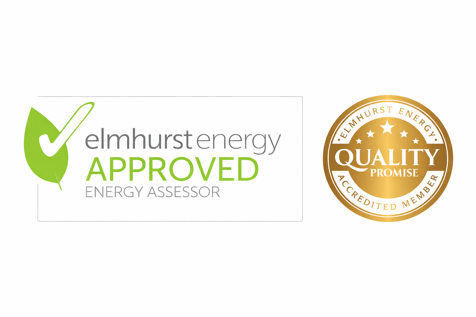 Elmhurst Energy approved assessor and quality promise accreditation badge
